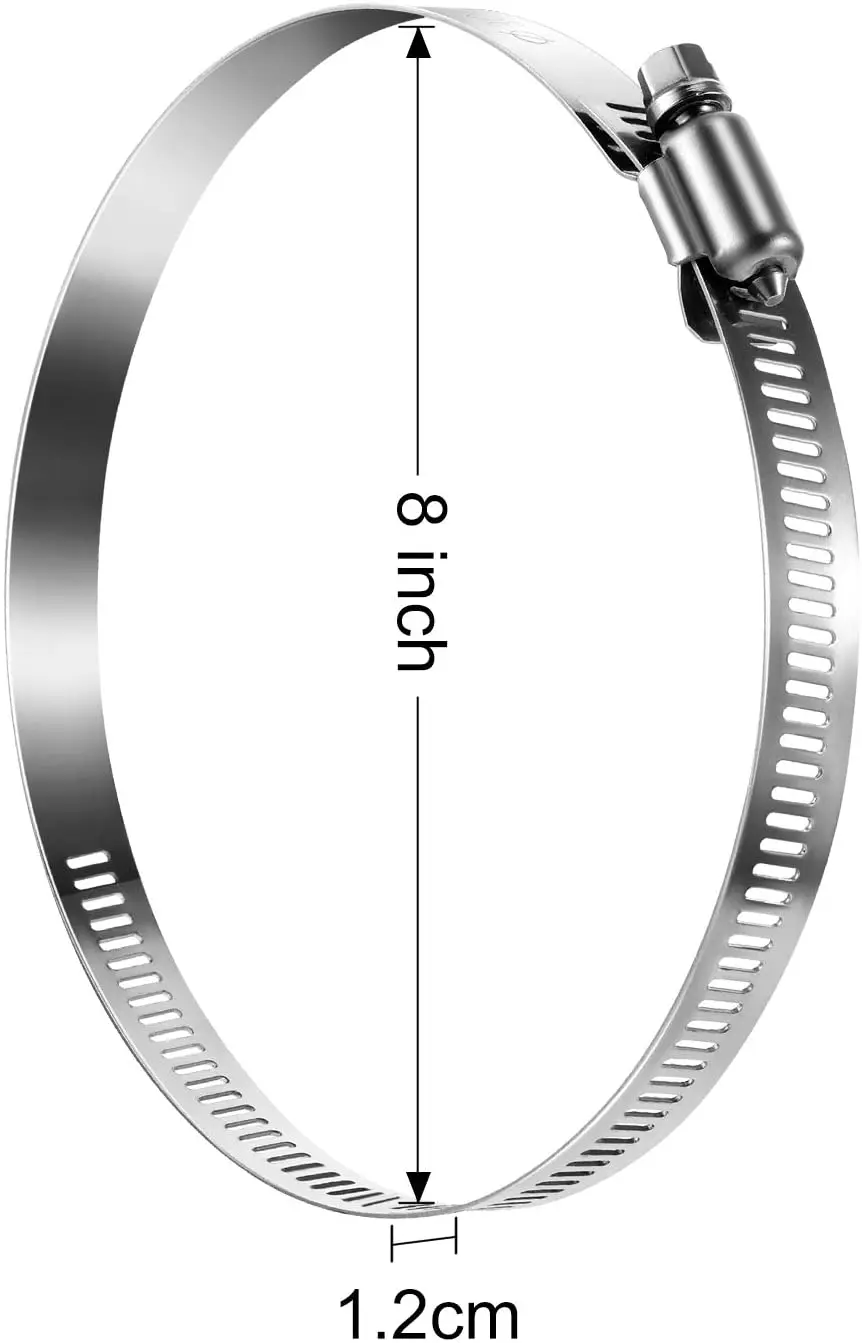 Adjustable 304 Stainless Steel Duct Clamps Hose Clamp (8 Inch)