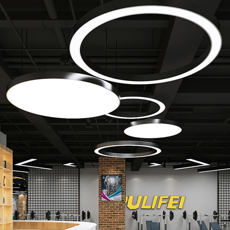 LED office chandelier strip light rectangular studio supermarket shop Internet cafe industrial wind chandelier