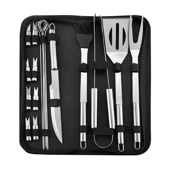 wholesale outdoor multifunction stainless steel portable grill BBQ accessories tool kit set with bag