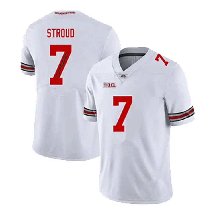 Wholesale Blank American Colleague Football Gray Ohio State 5 Elliott 7 Stroud 97 J.Bosa Football Jersey