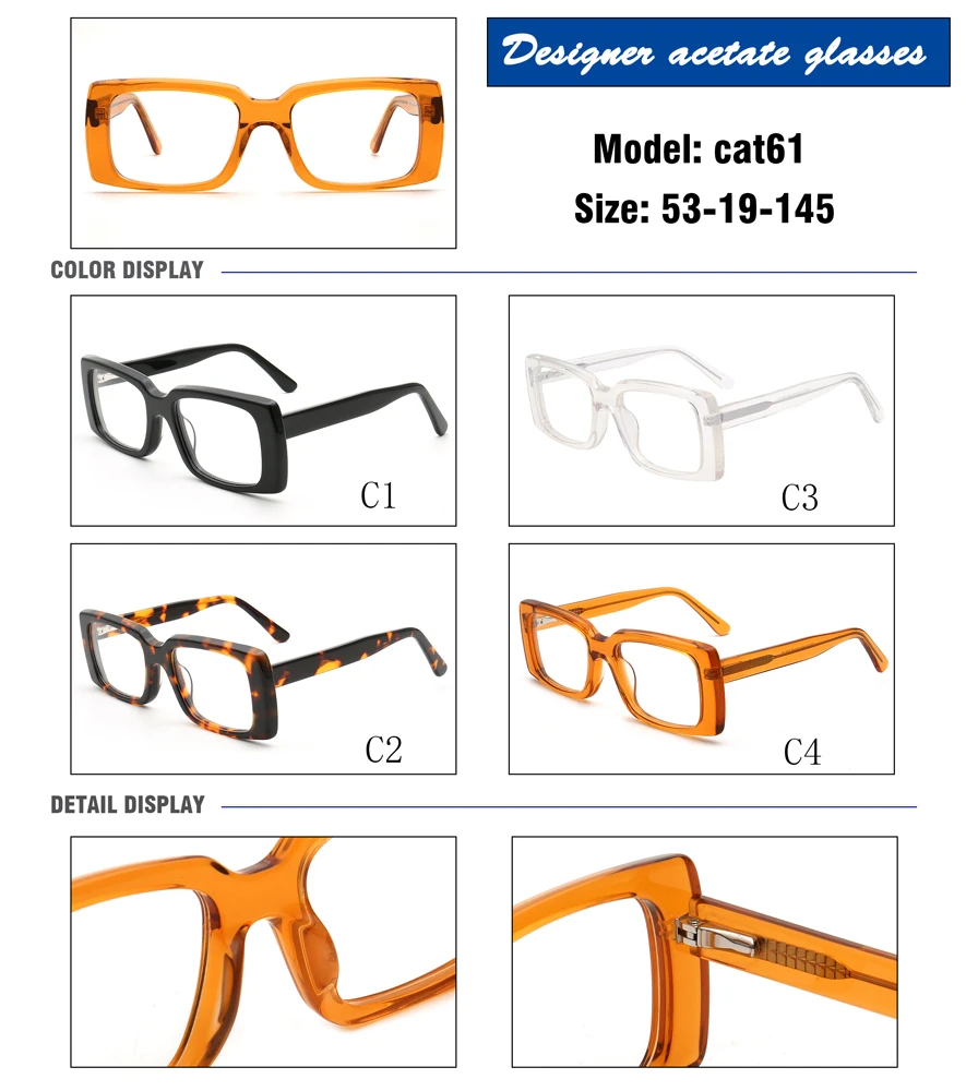 cat61 new hot hand-made large frame tortoiseshell-cat eye Italian acetic acid plate for men and women can be changed optical gla