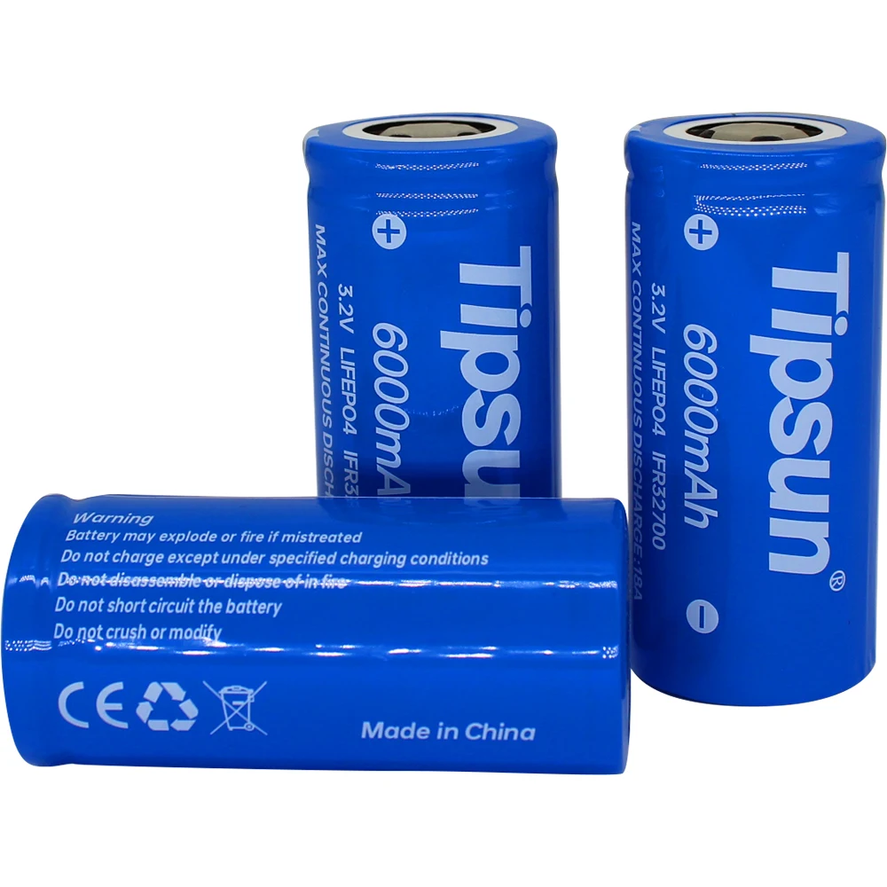 Tipsun 32650 lifepo4 battery 3.2v 6000mah bateria litio recargable for uv flashlight