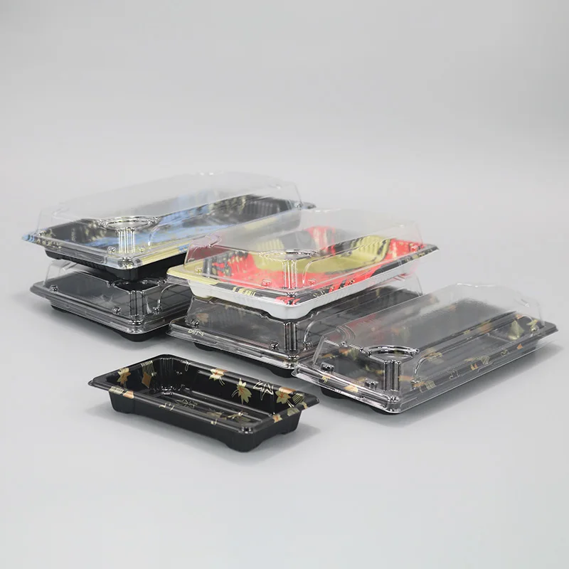 disposable sushi box gold leaf meal box to take a long - shaped take-away high - end personality