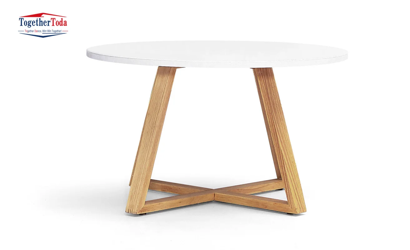 Modern Simple Design Customised Odd Shapes Wooden Legs Dining Room Home Round Coffee Table