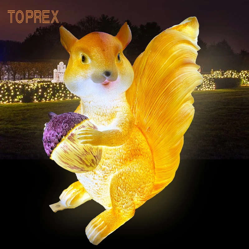Shenzhen Toprex theme park outdoor decor waterproof life size resin fiberglass safe material led squirrel animal lights