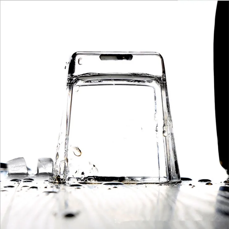 Promotional crystal cut whiskey glass machine made etched whiskey glass ice whiskey glass with color base