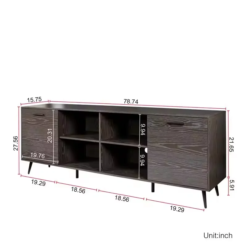 Mid-Century Wood Modern Entertainment modern tv stand Center Adjustable Storage Cabinet Tv Stands Designs