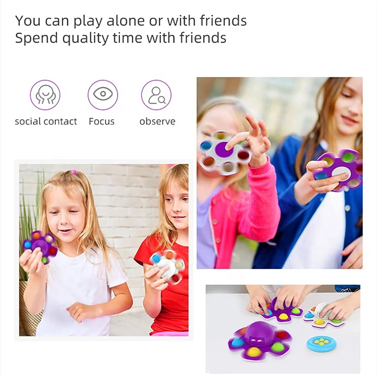Reversible Flip Face Off Octopus Fidget Spinner,Octopus Squeeze Interactive Stress Relief Toy Gifts for Kid