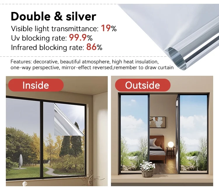 Sun Blocking Film For 3M Window Security Film Mirror Backed Clear 6 Mm Thick Ksb Building Film 1.52*30M