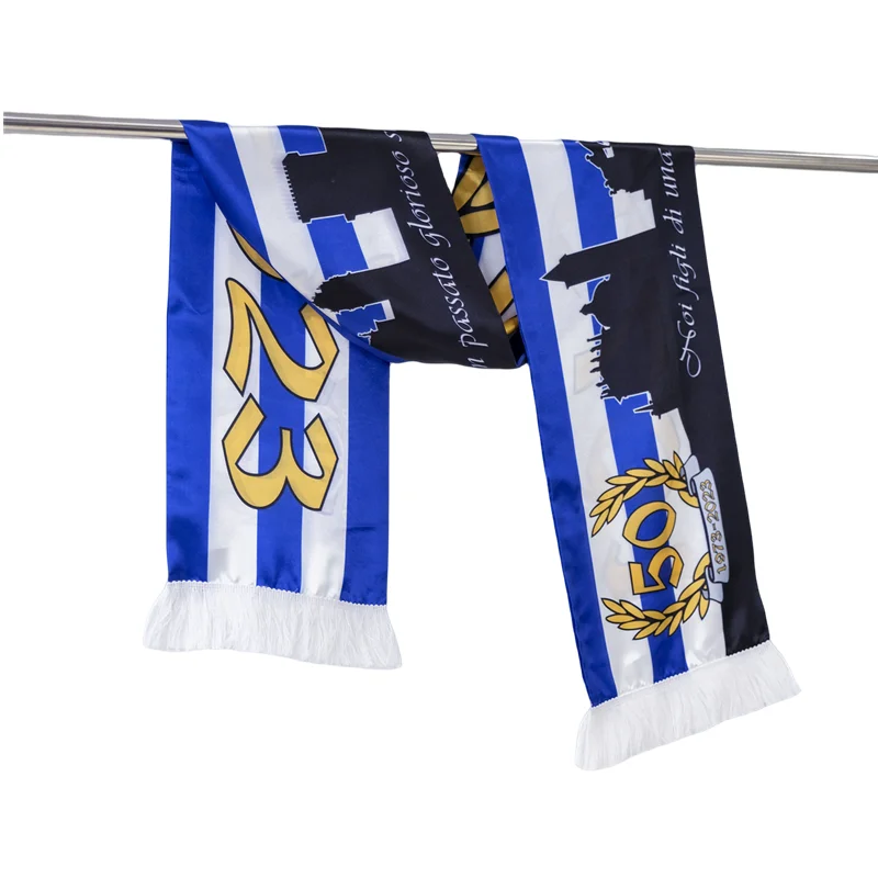 Custom Design Scarf Satin Polyester Knitted Scarves Fashion Print Football Fan Scarf