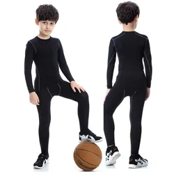 Wholesale Boys 2pcs Sports Quick Dry Fitness Wear Kid Gym Tights Compression Clothing Set
