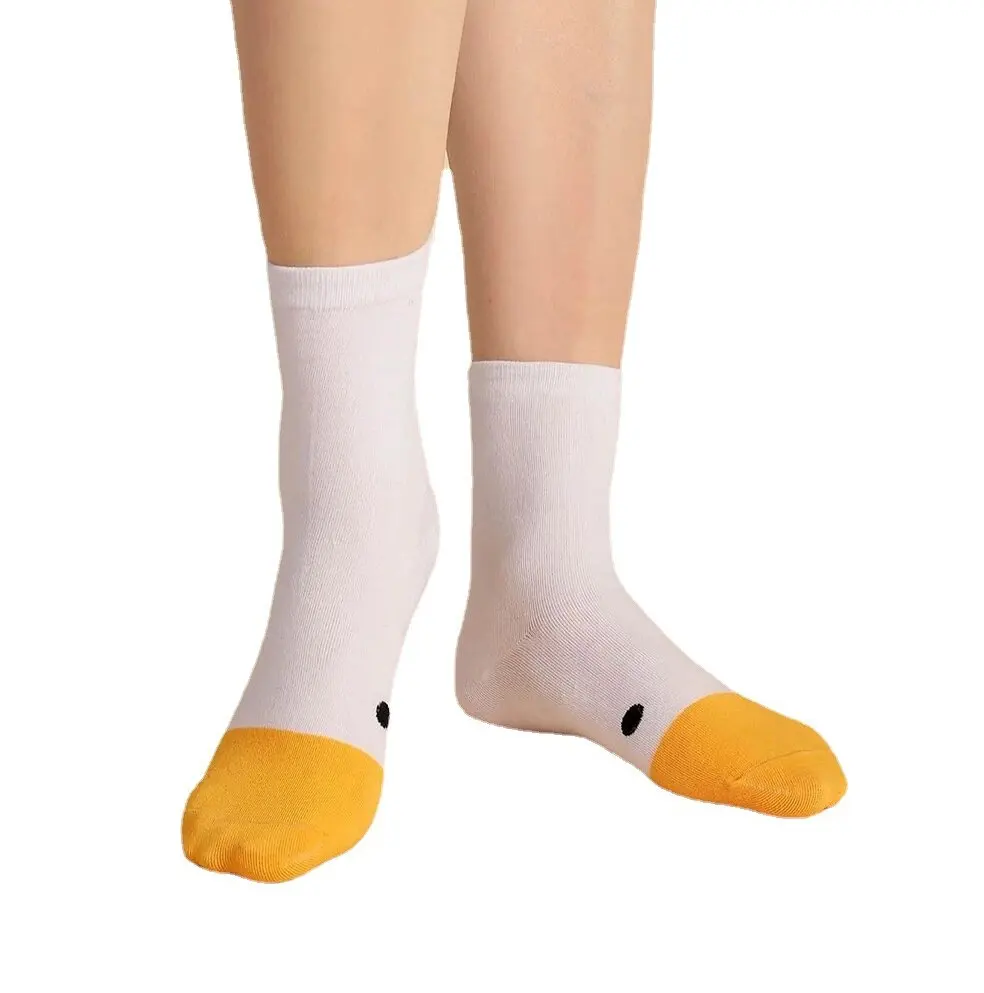 New Design Mid-tube Custom Jacquard Logo Socks Cotton Funny Big White Goose Socks