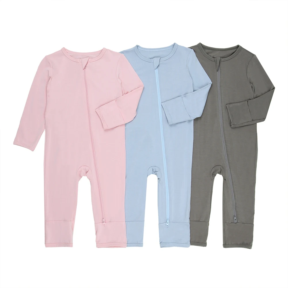 High Quality Cotton Bamboo Spandex Long Sleeves Baby Rompers Custom Print Baby Sleep Suit Baby Jumpsuit Pajamas Set