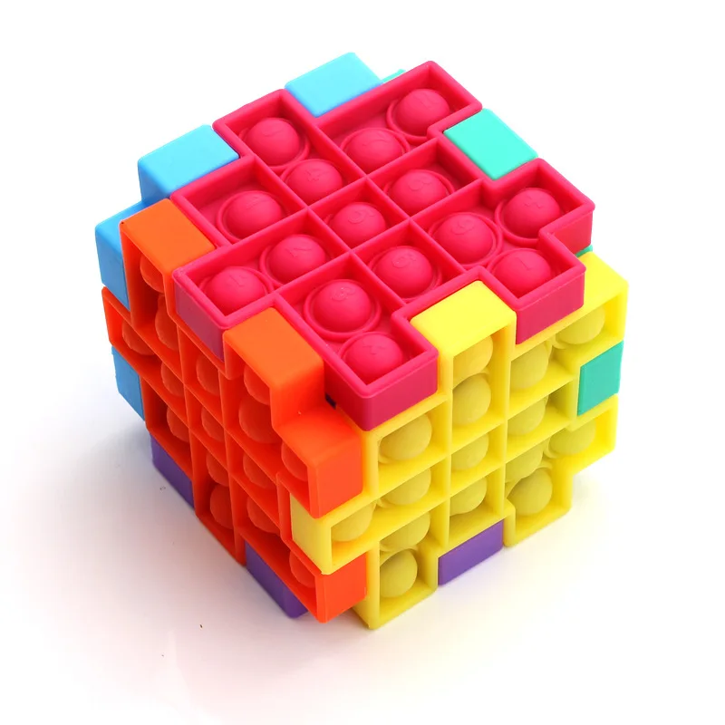Wholesale Stress Relief Silicone Puzzle Cube Push Pop Bubble Fidget Sensory Toys Pop Fidget Toy