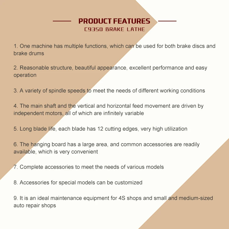 On and off Vehicle Operation Supports Garage Machine Disc Brake Lathe for Car Repairing Drum and Disc Brake Cutting Lathe