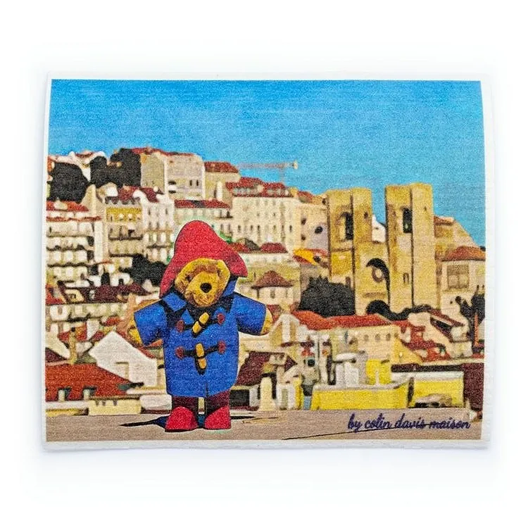 Белая кухонная ткань для мытья посуды из целлюлозной губки с принтом шведская чистящая ткань