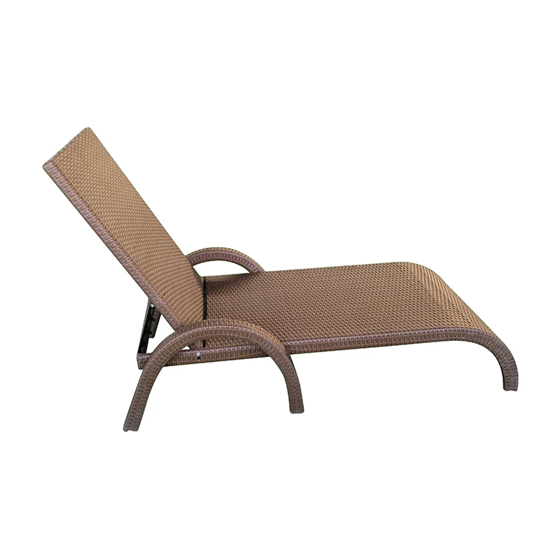 Modern Plastic Chaise Lounge wicker single seat Sun lounger rattan outdoor FOLDING lounge bed
