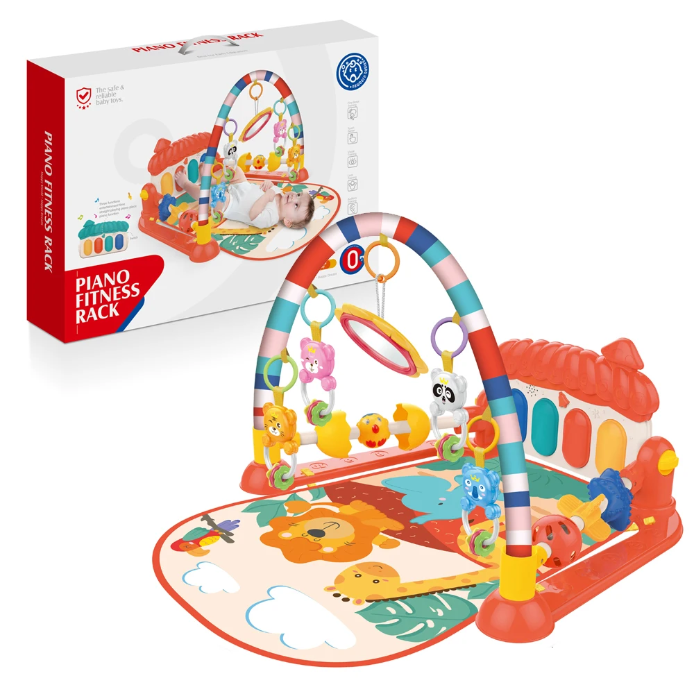Sensory Learning Baby Play Gym Kick Mat and Piano Fitness Rack Soft Musical Baby Activity Gym Mat with Piano Fitness Rack