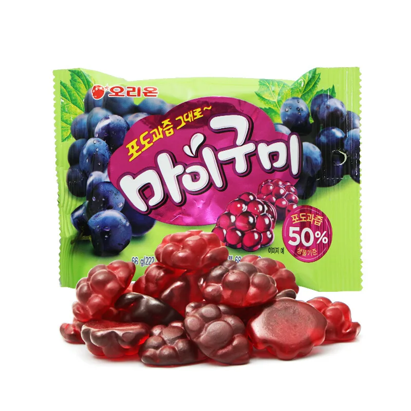 Korea Imported Fruit Juice Gummy Jelly Candy Grape flavor/Peach flavor 66g