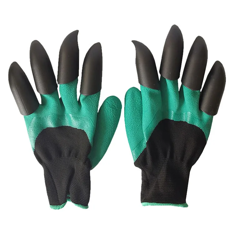 
Factory high-quality park planting tools green two-handed 8 claw genie claw garden diggin gloves for women 