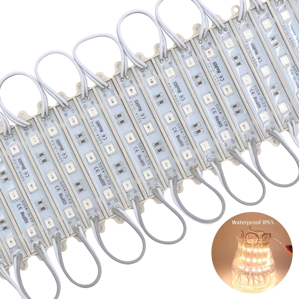 12 В светодиодные модули SMD 5054 водонепроницаемая лампа 3LED лента теплый белый синий красный зеленый подсветка рекламы
