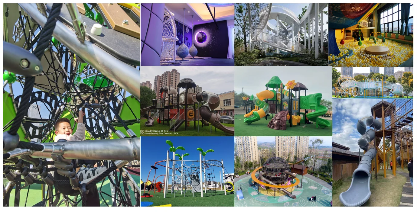 Kaiqi High Quality Factory Price Wooden Kids Play Metal Tube Themed Customized House Outdoor Playground - with slide&climbing