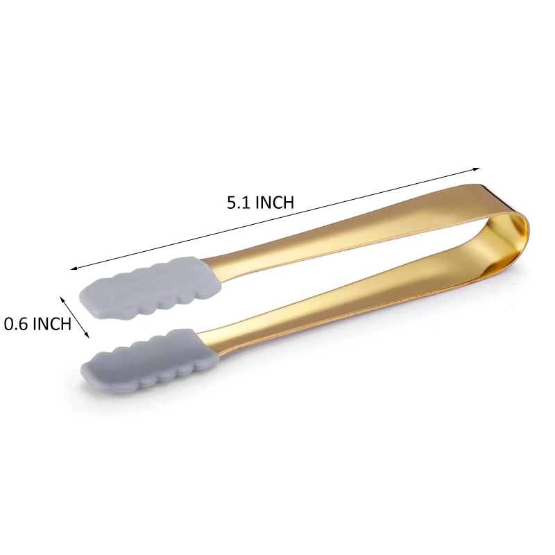 Wedding Party Sweet Candy Food Clip Cube Sugar Tongs Stainless Steel Ice Tongs With Silicone Tip