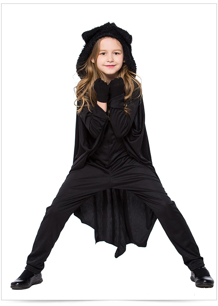 2024 Unisex TV Bat Man Cosplay Jumpsuit Adult Child Sizes Vampire Bat Hooded Costume Halloween Party Character Bat Wings