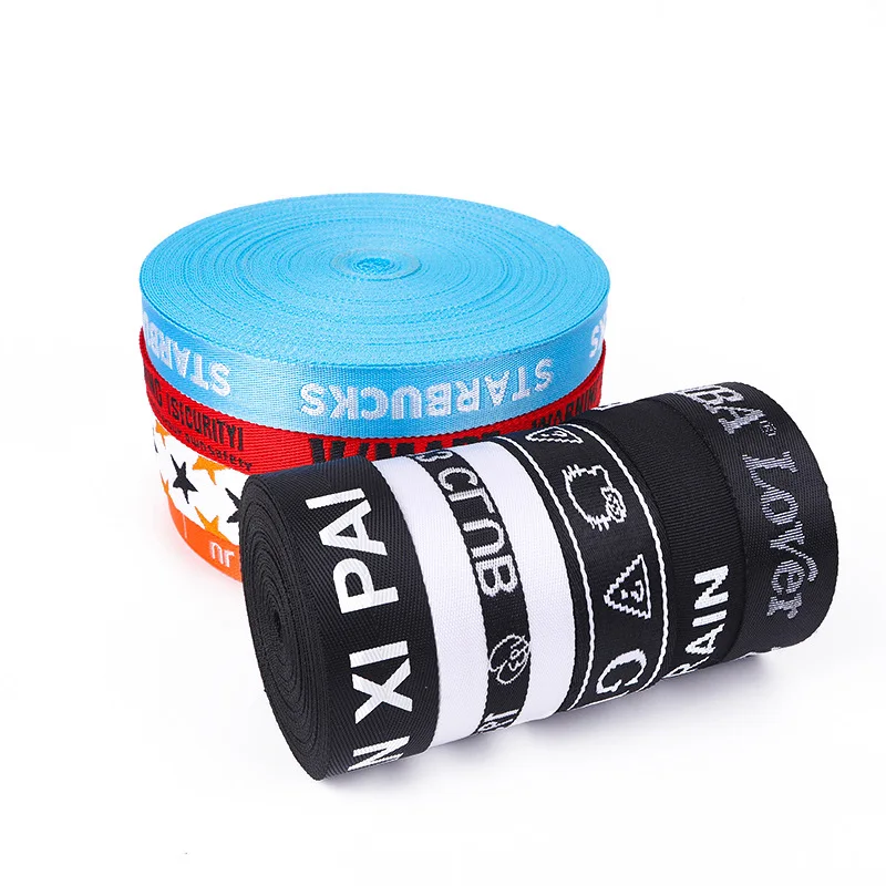 custom cloth tape jacquard Recycled PP Nylon Polyester Printed Webbing for Shoulder Strap and Luggage Strap clothes accessories