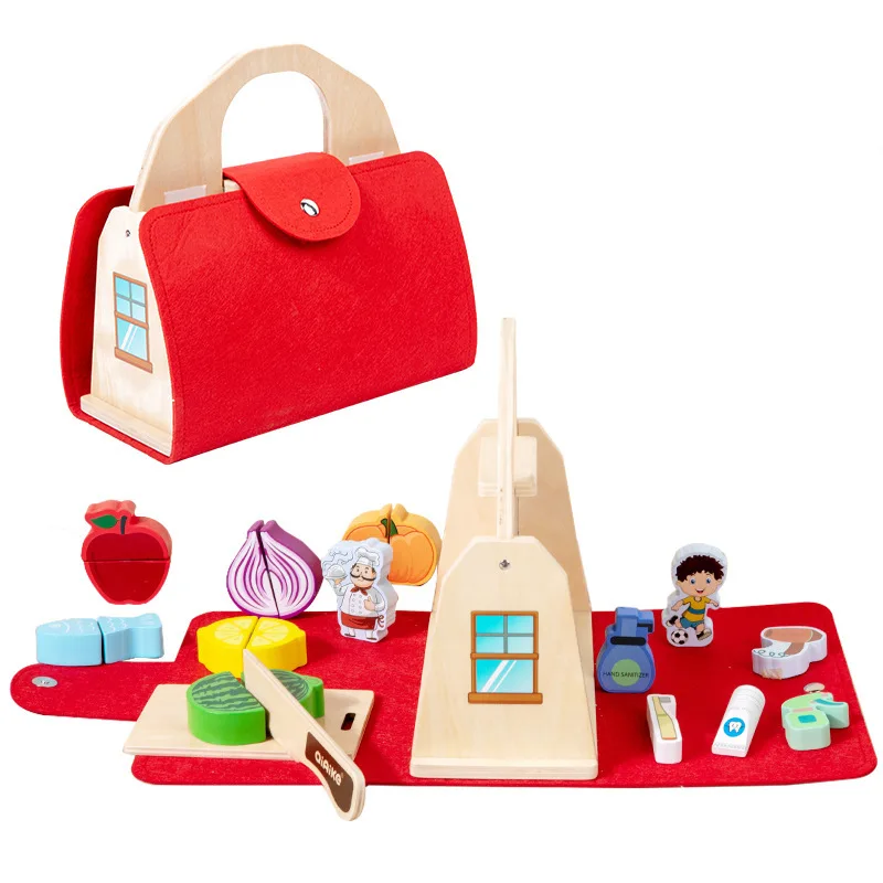 2024 wooden fruit vegetable cutting toys kids portable mini kitchen food toys pretend play preschool educational toy for baby