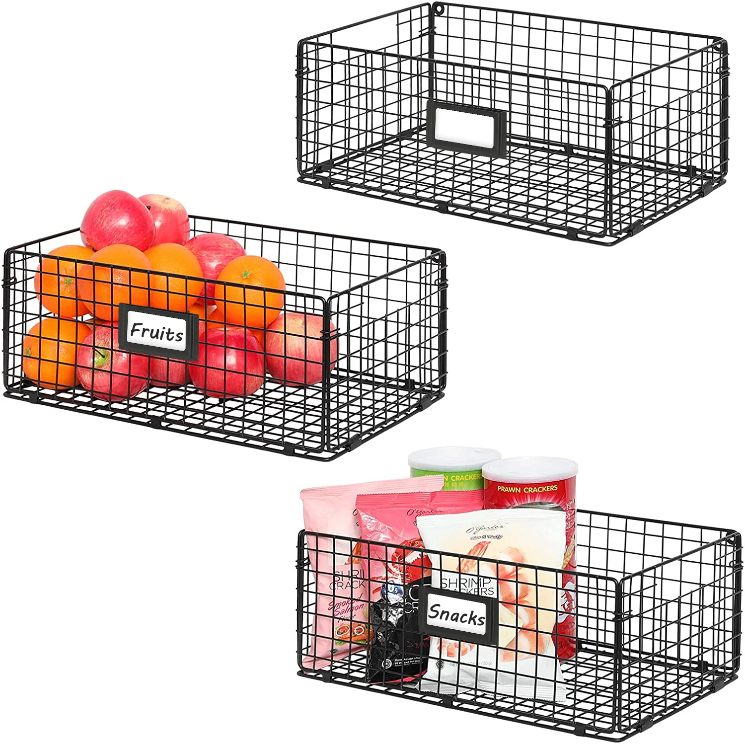 3-Pack Wall-Mounted Cube Folding Storage Basket Desktop Organizer for Kitchen Bathroom Laundry Cloths Fruits Vegetables