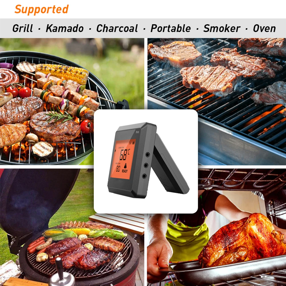 Digital Bluetooth Wifi Termometro De Cocina Grill Food Meat Thermometer With Multiple Stainless Steel Probe Pro-03