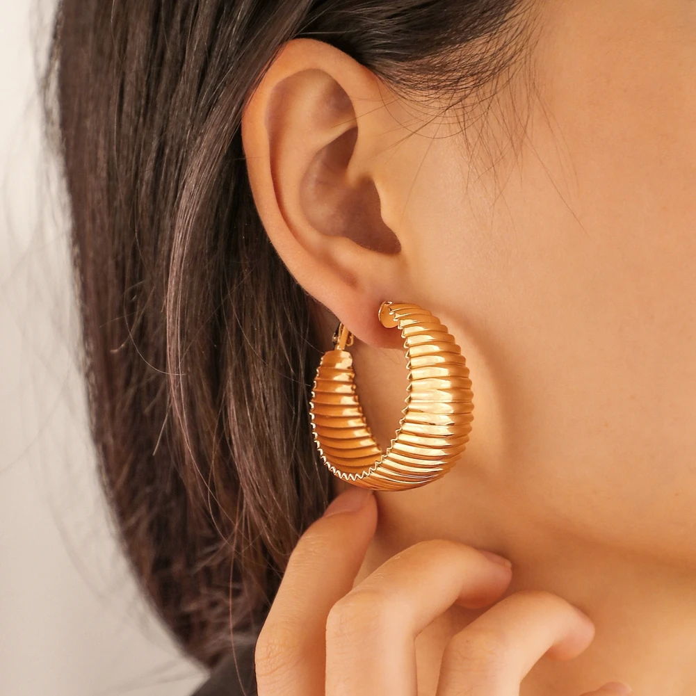 Personality Retro Style  Hip-Hop Women Jewelry C-shaped Big Fashion Earrings Trend 2021