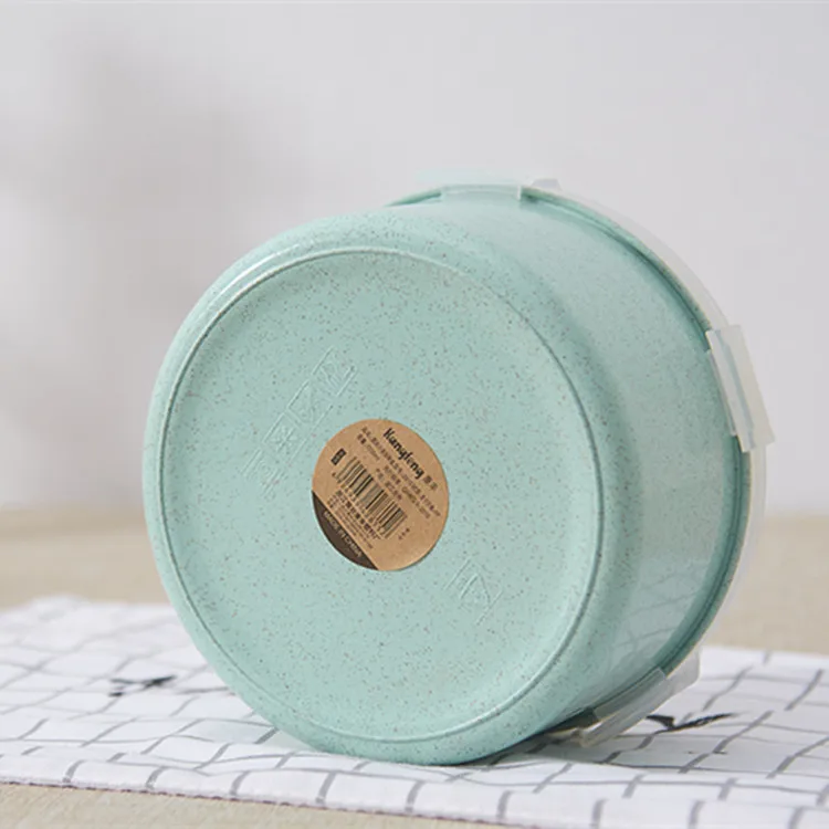 
650ml round eco-friendly cheap wheat straw lock plastic food container 