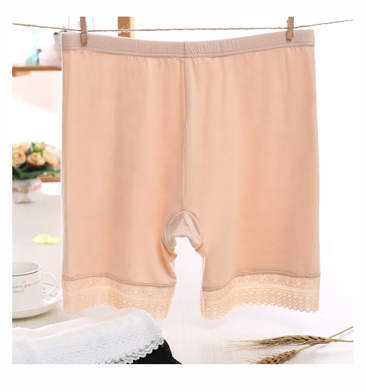 Factory Direct Sale Solid Color Safety Pants Modal Comfortable Girls Lace Boyshort Panties