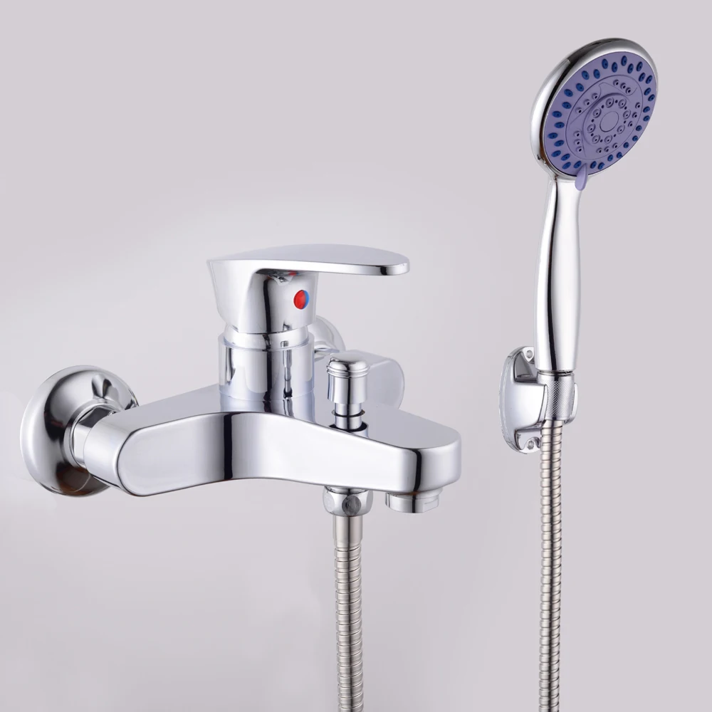 Minwei Affordable White ABS Material Bath Mixer Faucet with Shower Faucet Head and Valve for Bathroom fixed mount shower
