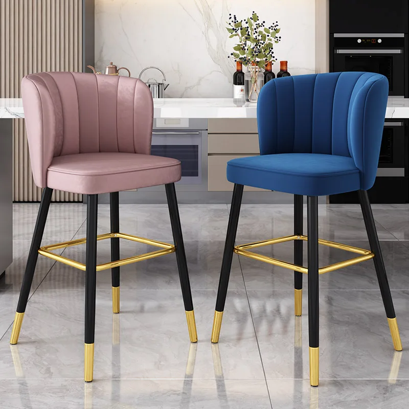 Bar Chairs Nordic Tall Cheap Counter Furniture Gold Metal Leather Back Luxury Kitchen Modern High Stool Bar Chairs For Bar Table