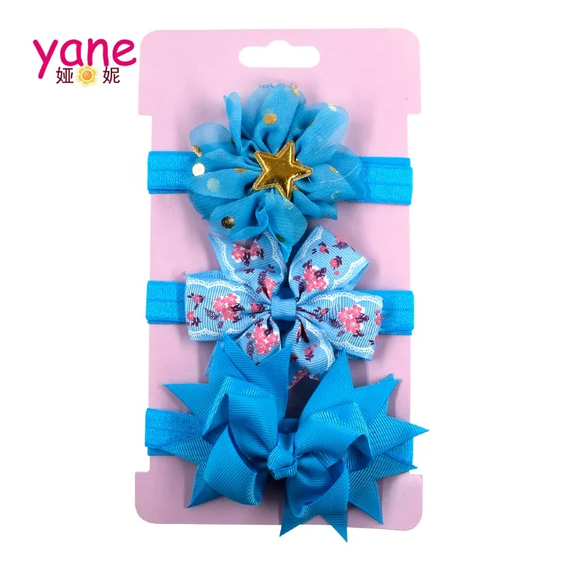 Wholesale hair accessories about  beautiful flower  elastic hair band wrap headband set for girls