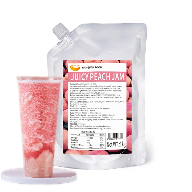 Hangfan Fruit Jam for Soft Drinks  And Bubble Tea Juicy Peach Jam Beverage Ingredients
