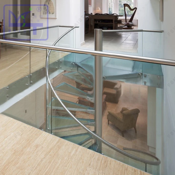 304/316 stainless steel glass stairway indoor/outdoor  spiral staircase made in China-Maist