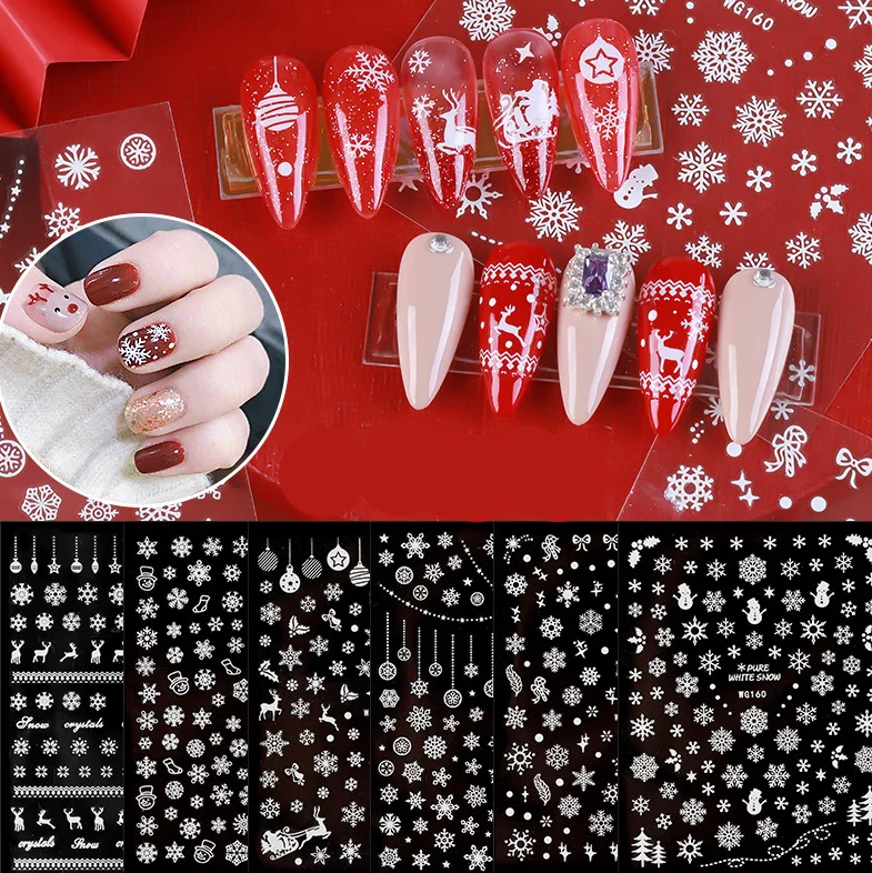 MU Snowflake Snow  Nail Art Stickers Decal Tips Xmas Reindeer Self And adhesive Nail Sticker