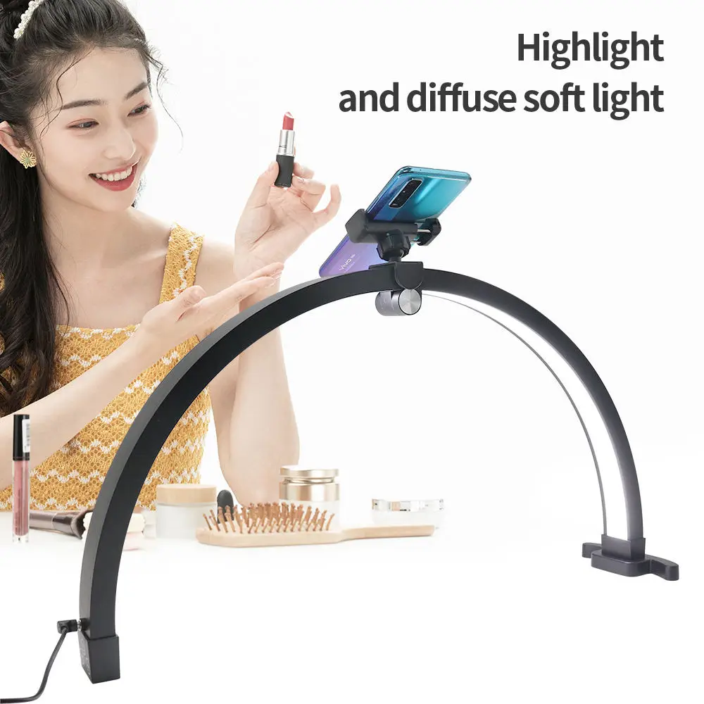 Beauty Manicure Eyelash Salon Moon Light Lamp Table Top Nail Repair Light Desktop Foldable Lamplight With Phone Holder