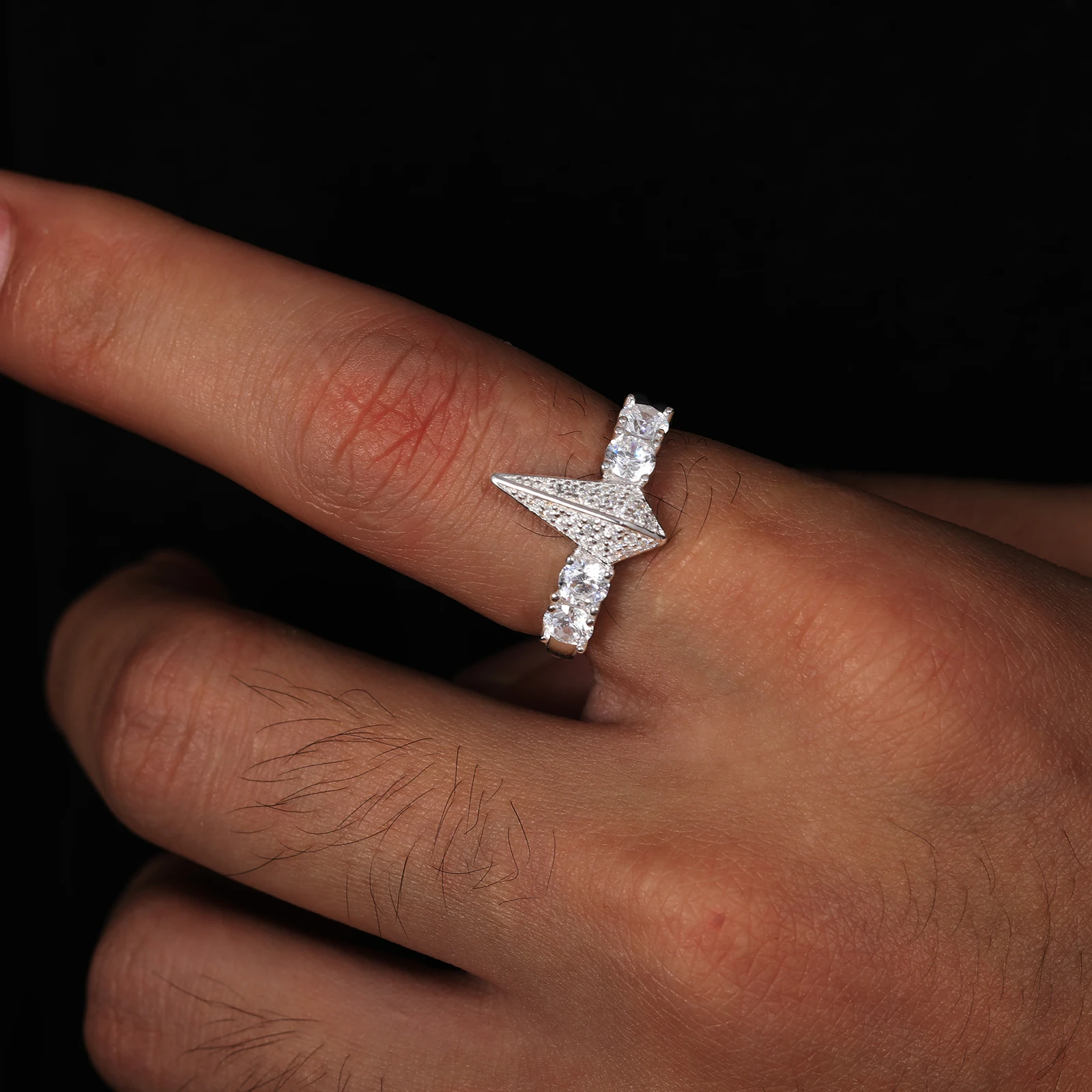 Dropshipping Fashion Mens White Gold Plated 925 Sterling Silver VVS Moissanite Diamond Ajustable Iced Out Panther Ring