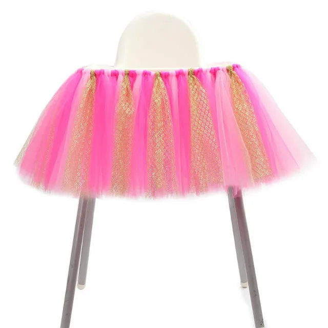 Birthday Baby Pink Decoration for Party Supplies Tutu Skirt for High Chair