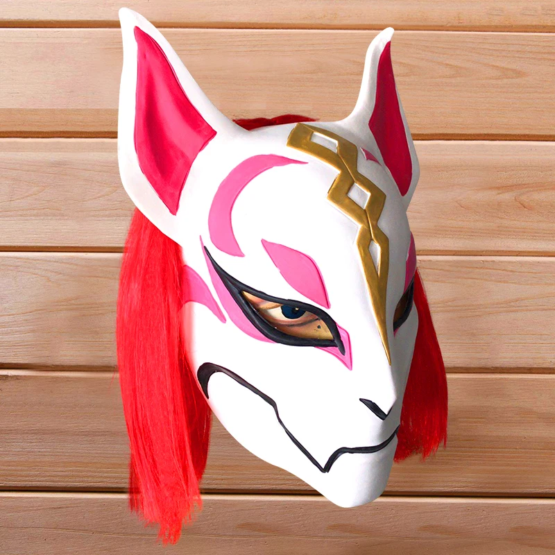 Funny Fox Drift Mask with red hair Halloween latex Costume Party Mask Custom Logo Printed Animal Shape