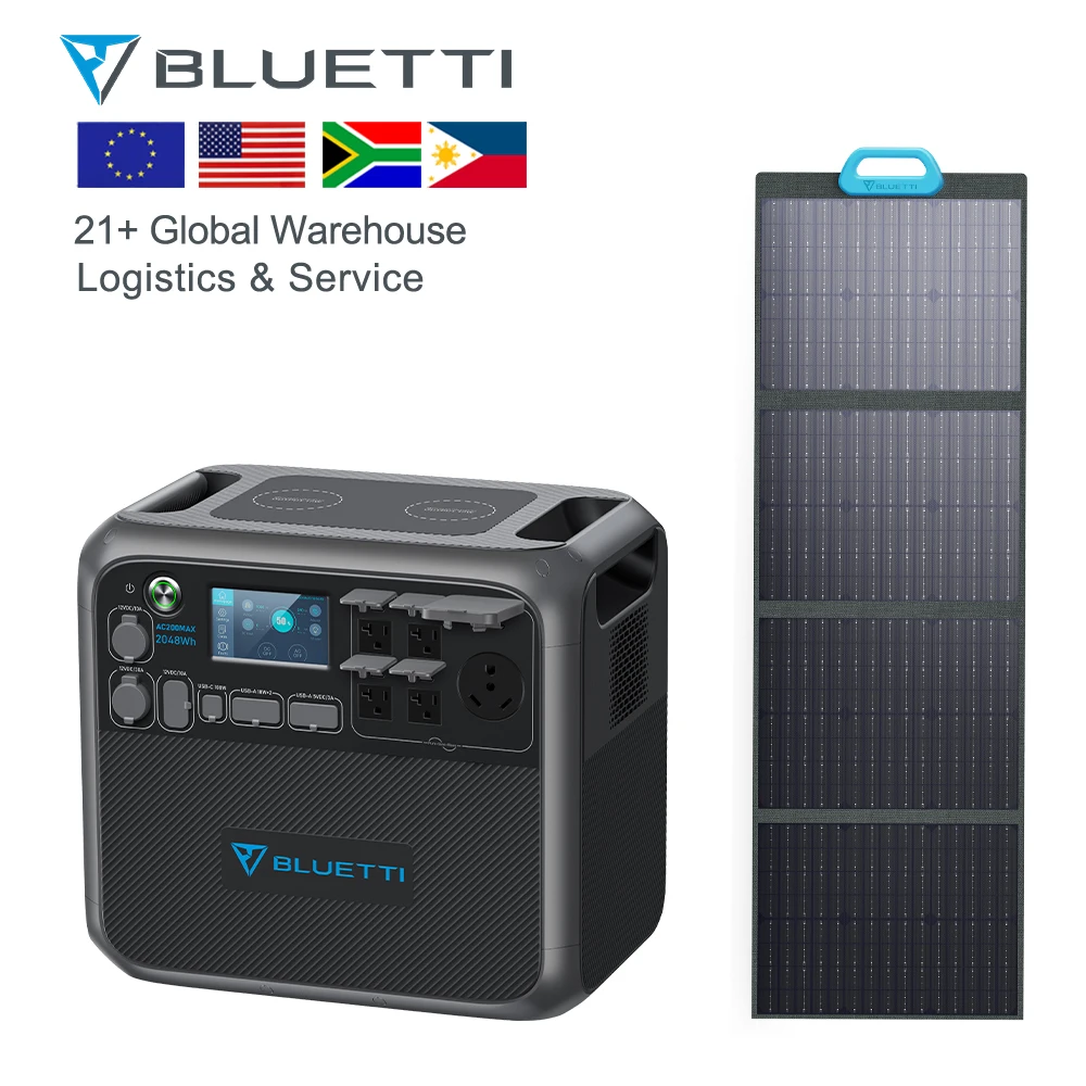 Bluetti AC200MAX + PV200 портативные солнечные панели Lifepo4 зарядная станция солнечный генератор для домашнего кемпинга