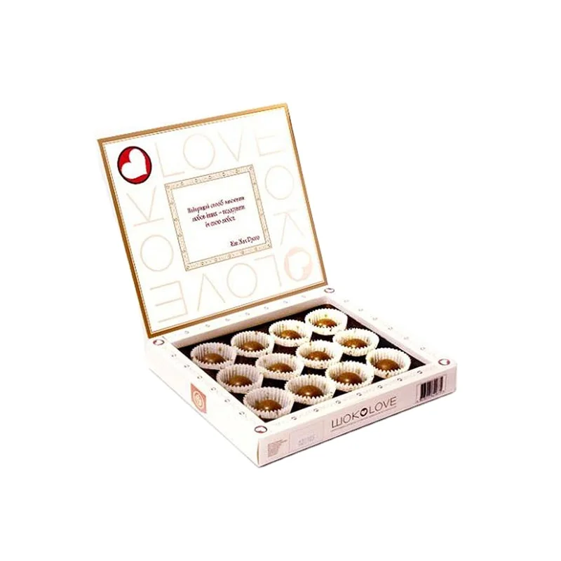High Quality Free Design Hot Selling Empty Rectangular White Cardboard Truffle Packaging Chocolate Gift Box With Paper Divider