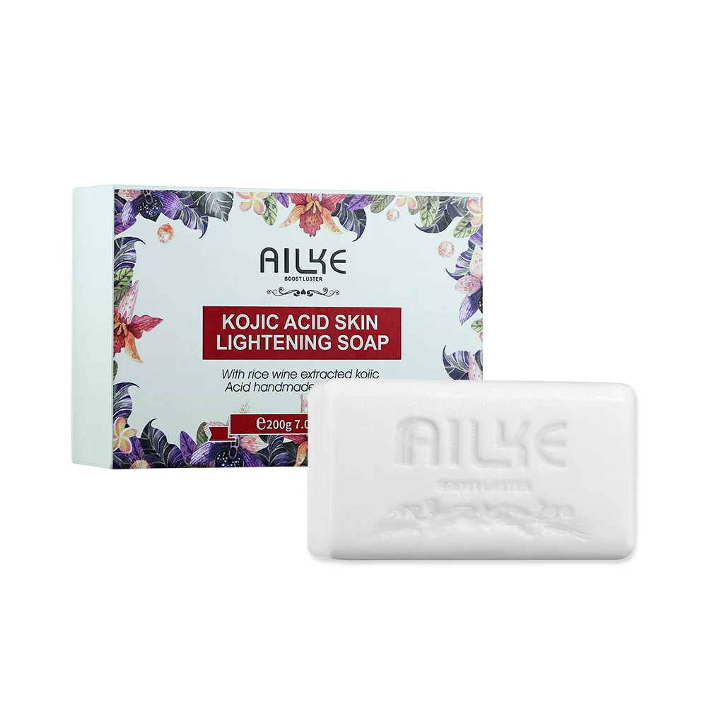 AILKE Kojic Acid baby Skin lightening acne soap with Rice wine extracted handmade coconut oil soaps for oil skin