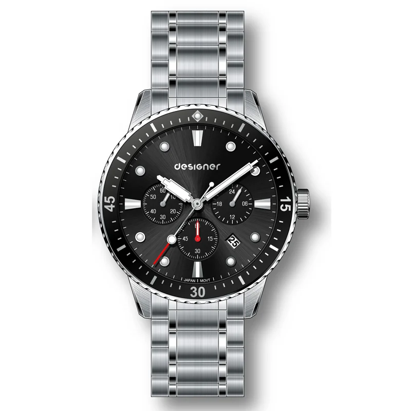 OEM  stainless steel bracelet  luminous watch hand automatic date chronograph watch