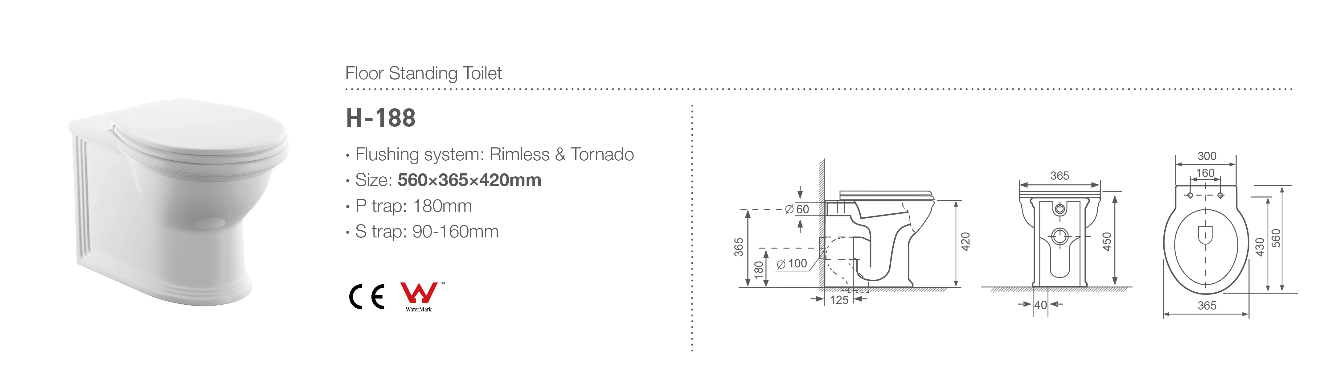New Bathroom Water Closet Ceramic Washdown P-trap Water Saving Back To Wall Toilet With Toilet Seat For Uk Market